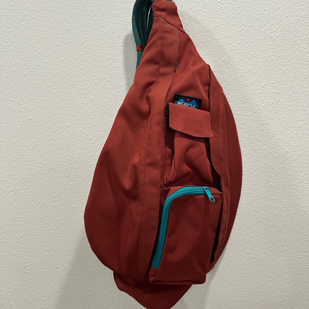 KAVU Rust Red Clay Rope Sling Bag purse hiking camping outdoors water resistant - Picture 2 of 5